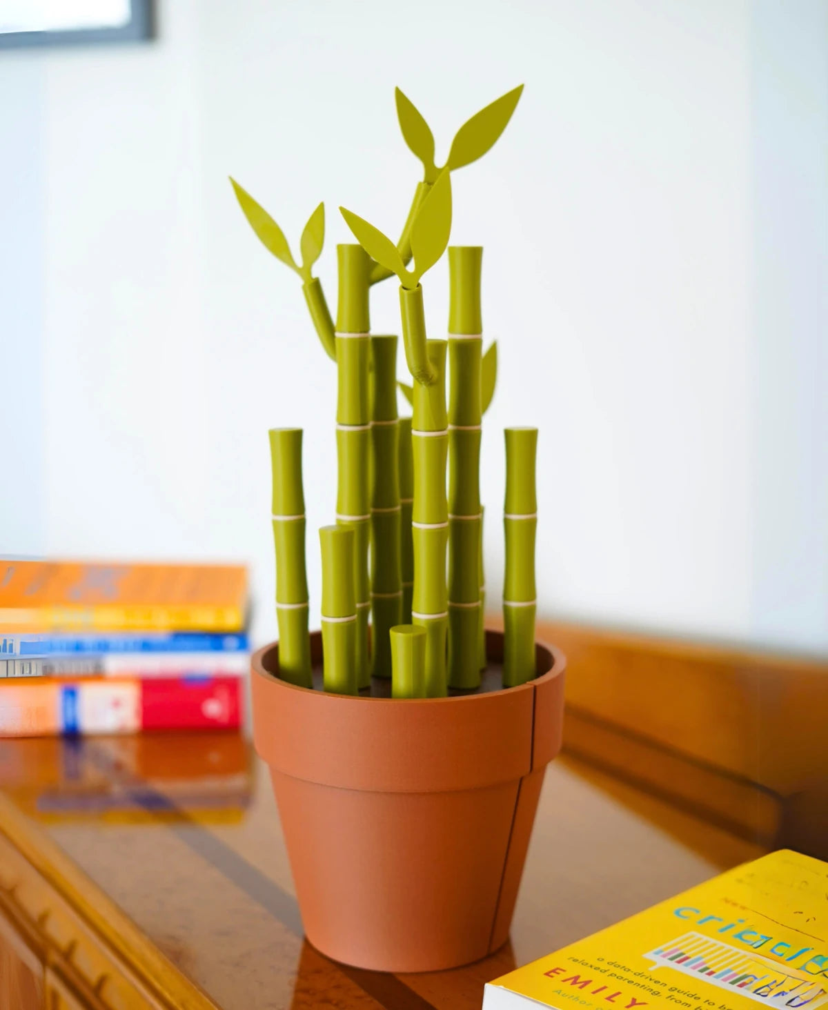 Bambookends - Bamboo Plant Bookend with Office Supplies