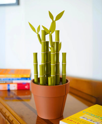 Bambookends - Bamboo Plant Bookend with Office Supplies