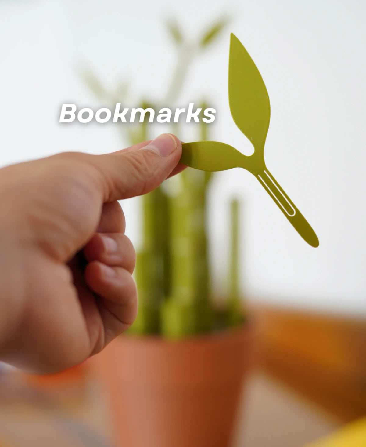 Bambookends - Bamboo Plant Bookend with Office Supplies