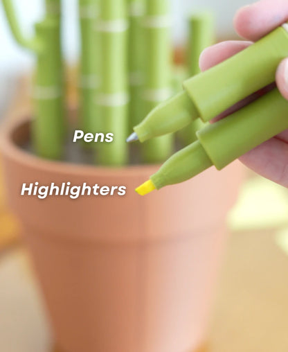 Bambookends - Bamboo Plant Bookend with Office Supplies